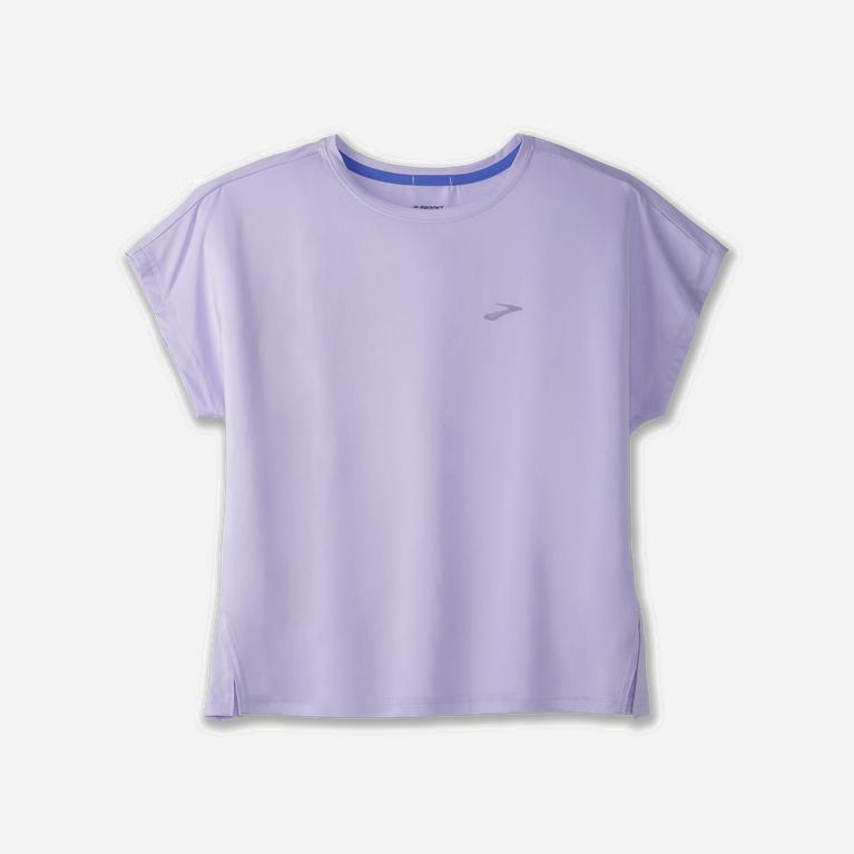 Brooks Women's Sprint Free Breathable Short Sleeve Running Shirt Singapore - Lavender Purple/Violet